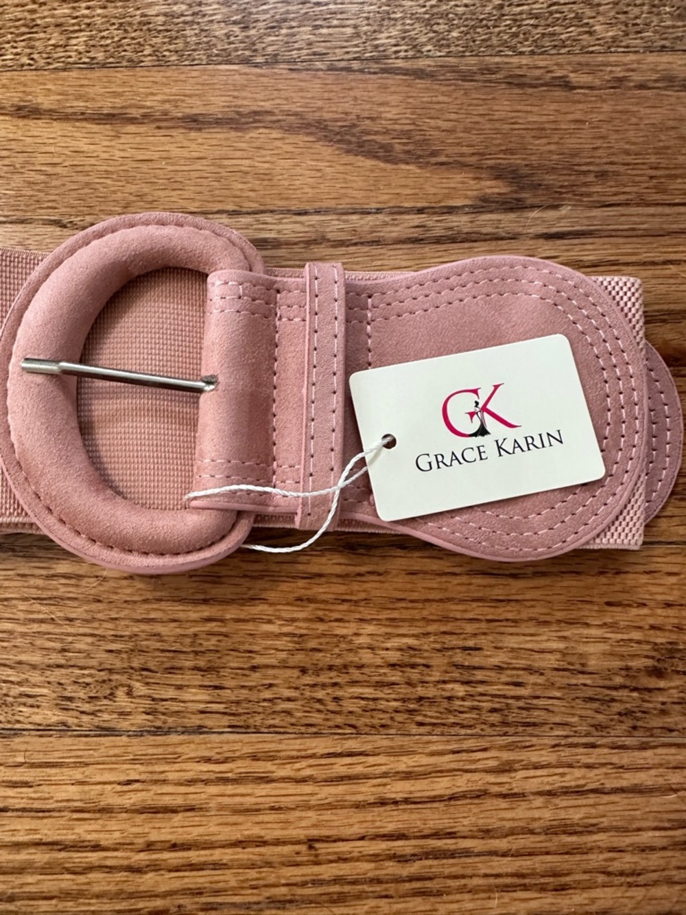 Grace Karin Wide Stretch Belt in Dusty Pink and Tan - Size S - Picture 2 of 8